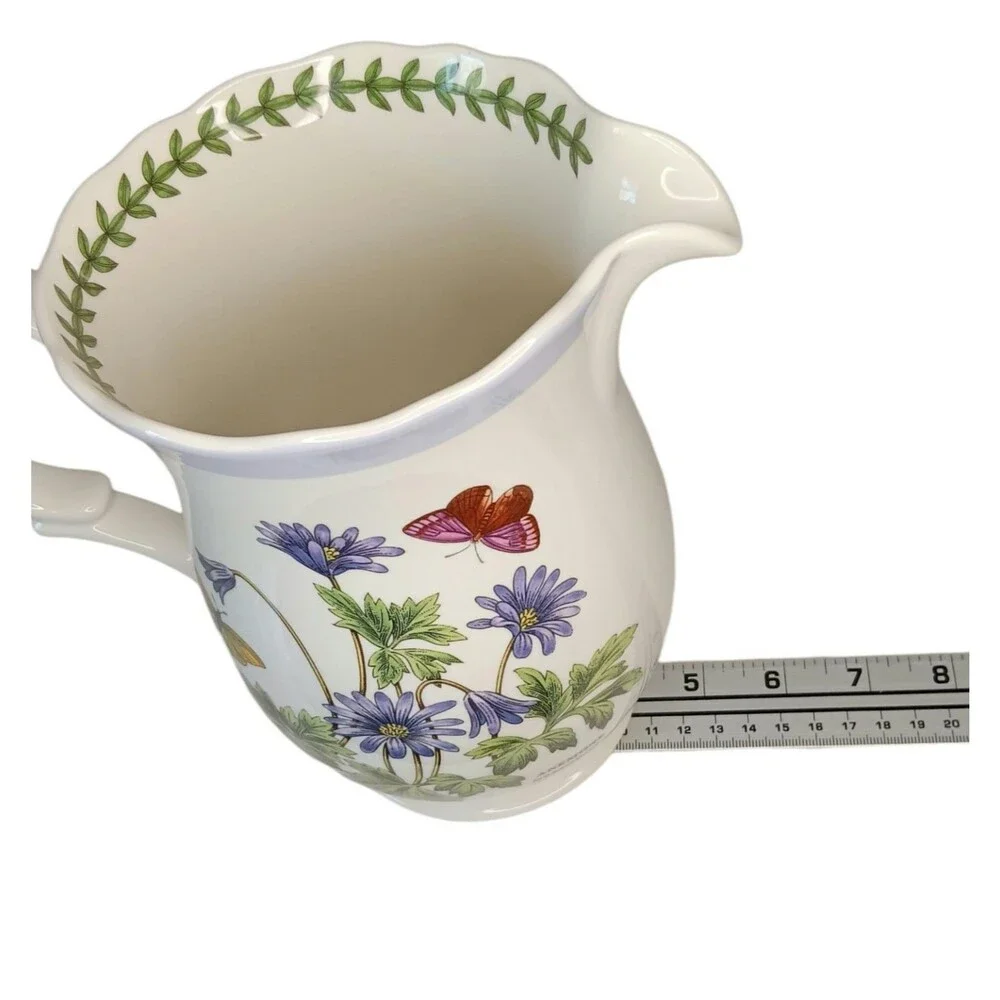 Portmeirion Botanic Garden Pitcher Jug Anemone & Butterfly Design 48 oz 7.5 x 5
